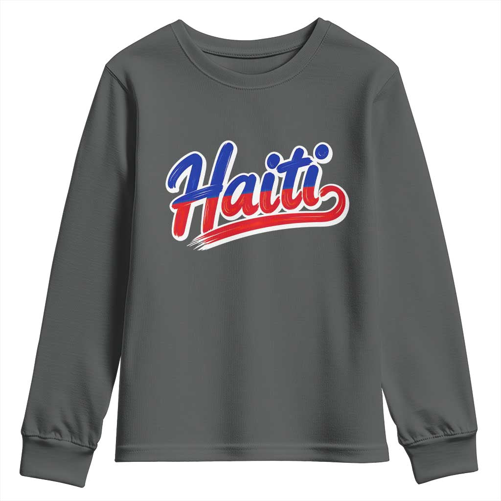 Ayiti Cheri Haiti Pride Gift For Proud Haitians Youth Sweatshirt TS12 Dark Heather Print Your Wear