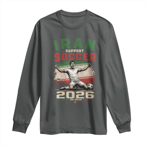 Iran Soccer Fan Gift Long Sleeve Shirt One Nation One Team One Dream TS12 Dark Heather Print Your Wear