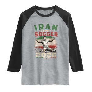 Iran Soccer Fan Gift Raglan Shirt One Nation One Team One Dream TS12 Heather Gray Black Print Your Wear