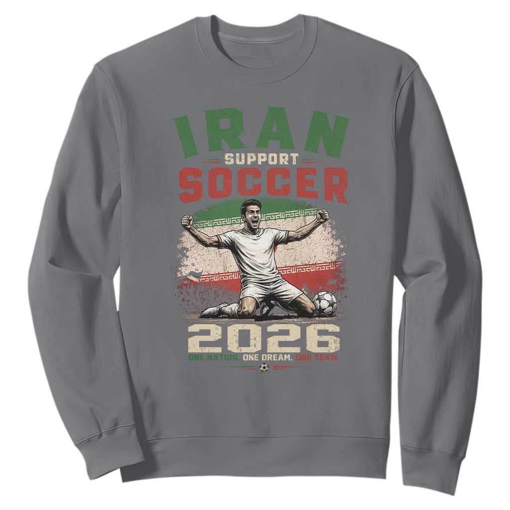Iran Soccer Fan Gift Sweatshirt One Nation One Team One Dream TS12 Charcoal Print Your Wear