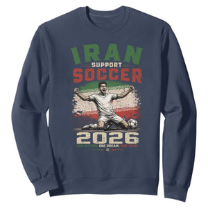 Iran Soccer Fan Gift Sweatshirt One Nation One Team One Dream TS12 Navy Print Your Wear