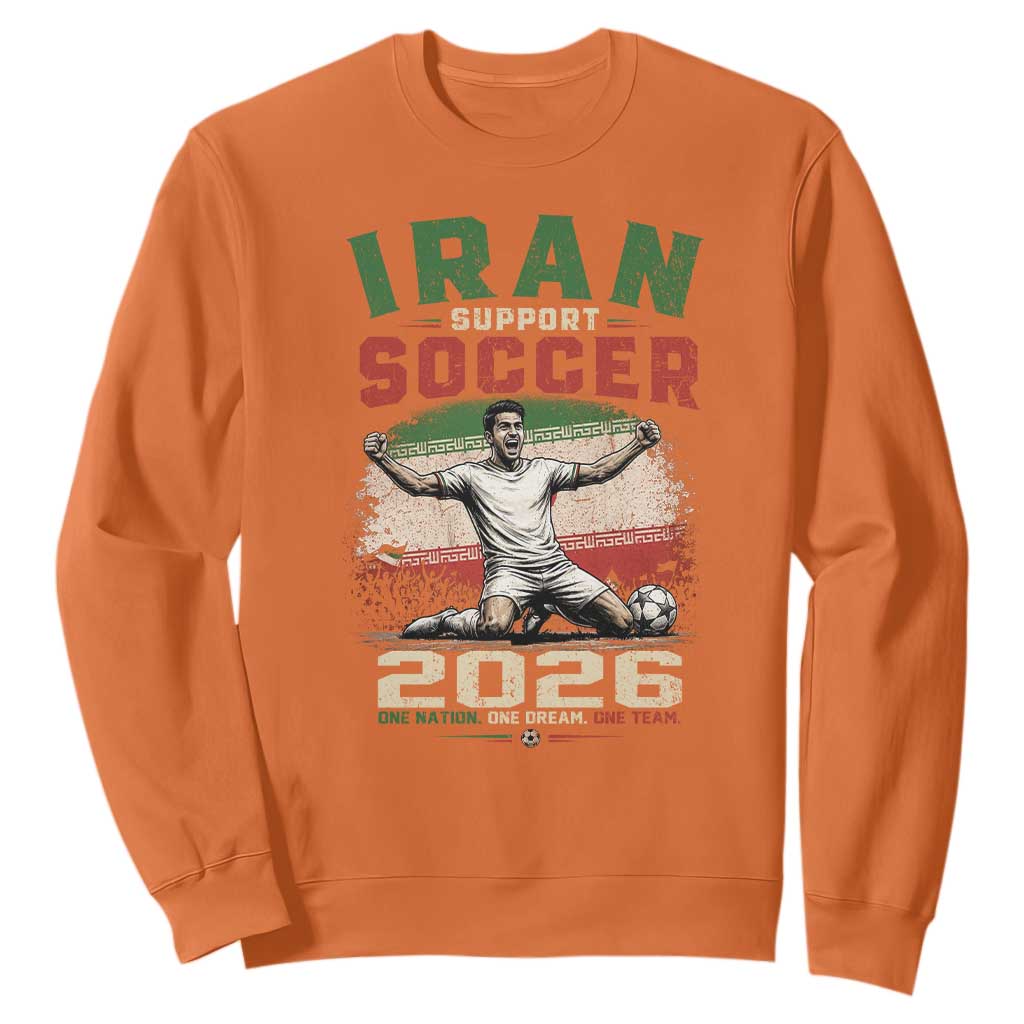 Iran Soccer Fan Gift Sweatshirt One Nation One Team One Dream TS12 Orange Print Your Wear