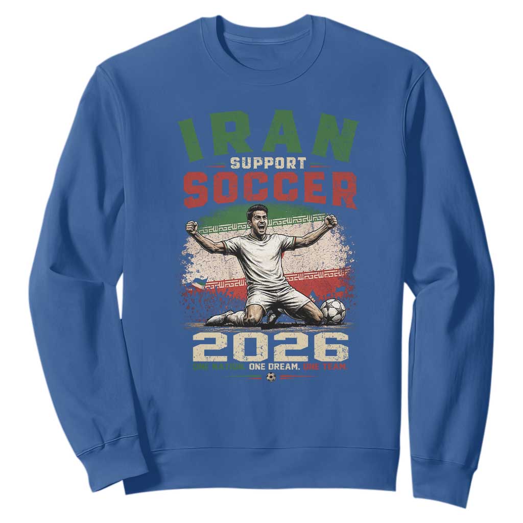 Iran Soccer Fan Gift Sweatshirt One Nation One Team One Dream TS12 Royal Blue Print Your Wear
