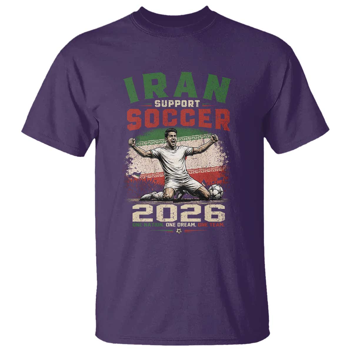 Iran Soccer Fan Gift T Shirt One Nation One Team One Dream TS12 Purple Print Your Wear