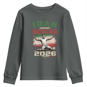 Iran Soccer Fan Gift Youth Sweatshirt One Nation One Team One Dream TS12 Dark Heather Print Your Wear