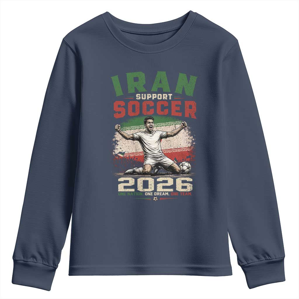 Iran Soccer Fan Gift Youth Sweatshirt One Nation One Team One Dream TS12 Navy Print Your Wear