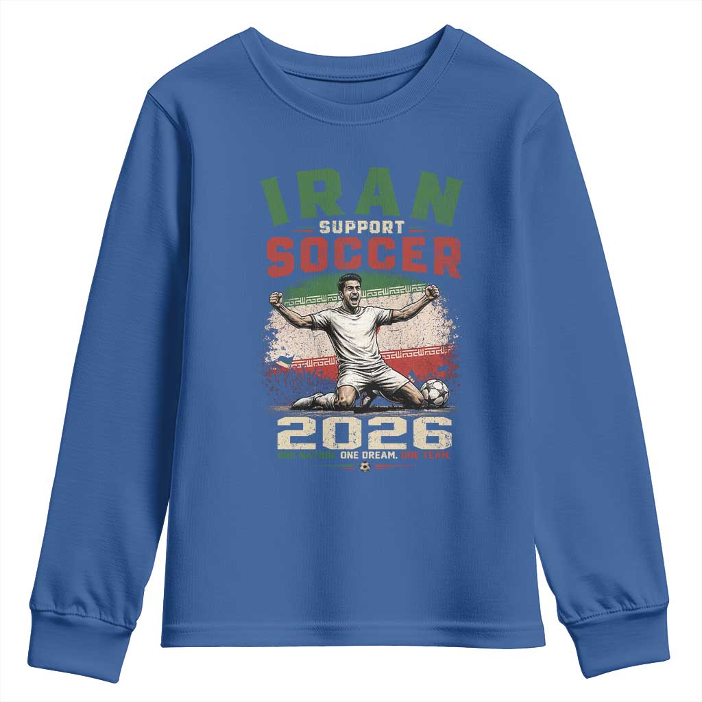 Iran Soccer Fan Gift Youth Sweatshirt One Nation One Team One Dream TS12 Royal Blue Print Your Wear