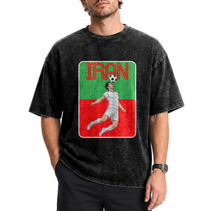Iran Soccer Lover Washed Cotton T-Shirt Proud Persian Roots Gift