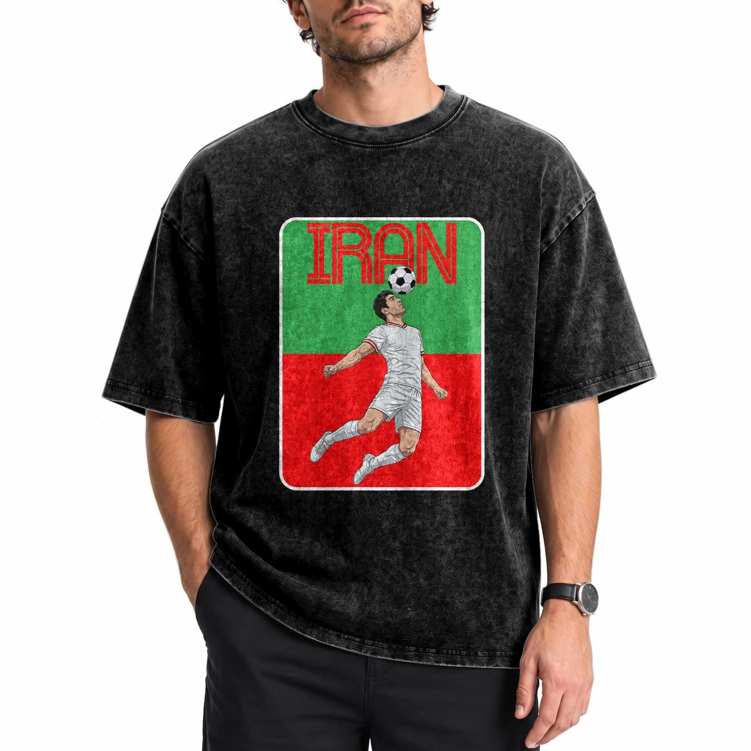 Iran Soccer Lover Washed Cotton T-Shirt Proud Persian Roots Gift
