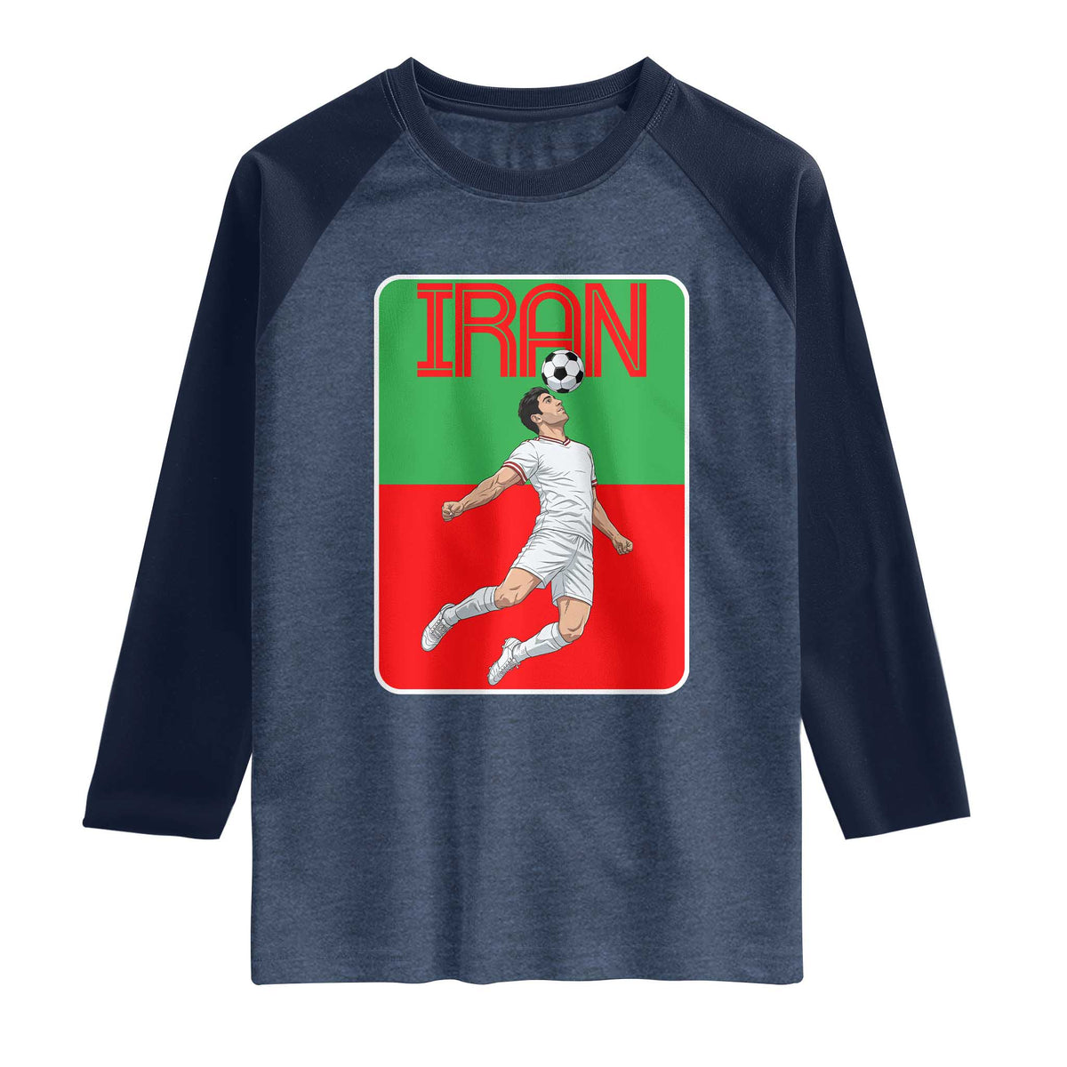 Iran Soccer Lover Raglan Shirt Proud Persian Roots Gift TS12 Heather Denim Navy Print Your Wear