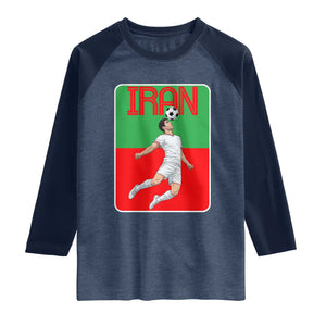 Iran Soccer Lover Raglan Shirt Proud Persian Roots Gift TS12 Heather Denim Navy Print Your Wear