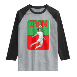 Iran Soccer Lover Raglan Shirt Proud Persian Roots Gift TS12 Heather Gray Black Print Your Wear