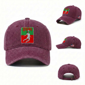 Iran Soccer Lover Washed Cotton Baseball Cap Proud Persian Roots Gift TS12 Washed Cap Universal Fit Burgundy Print Your Wear