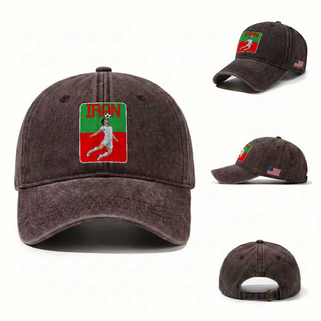 Iran Soccer Lover Washed Cotton Baseball Cap Proud Persian Roots Gift TS12 Washed Cap Universal Fit Dark Brown Print Your Wear