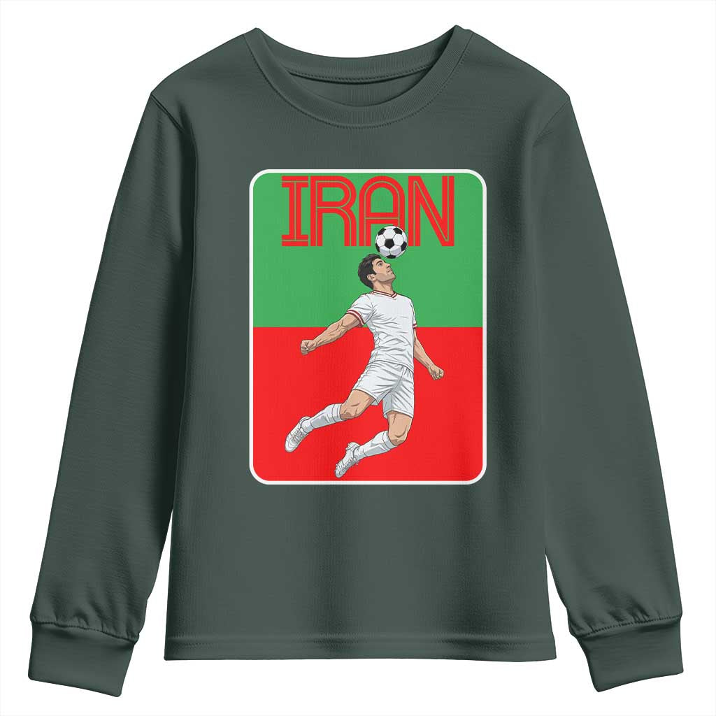 Iran Soccer Lover Youth Sweatshirt Proud Persian Roots Gift TS12 Dark Forest Green Print Your Wear