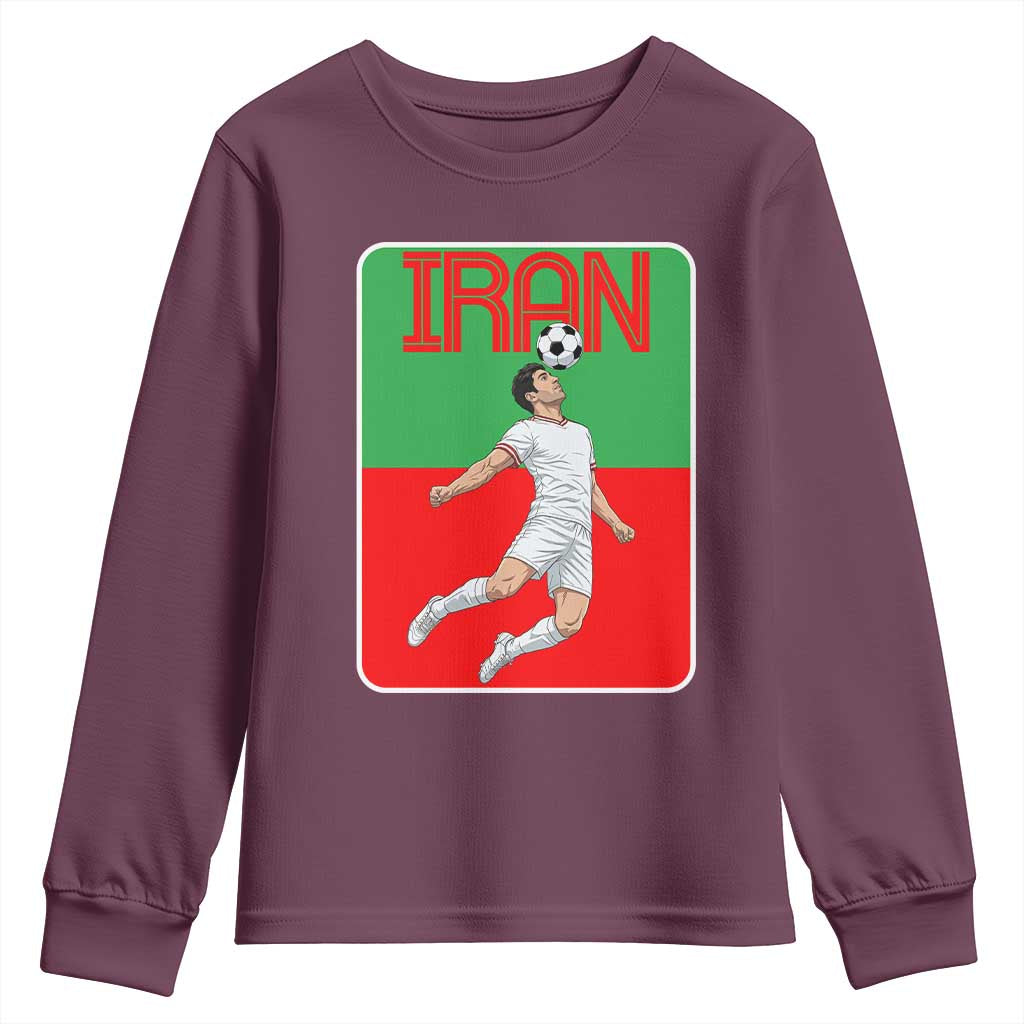 Iran Soccer Lover Youth Sweatshirt Proud Persian Roots Gift TS12 Maroon Print Your Wear