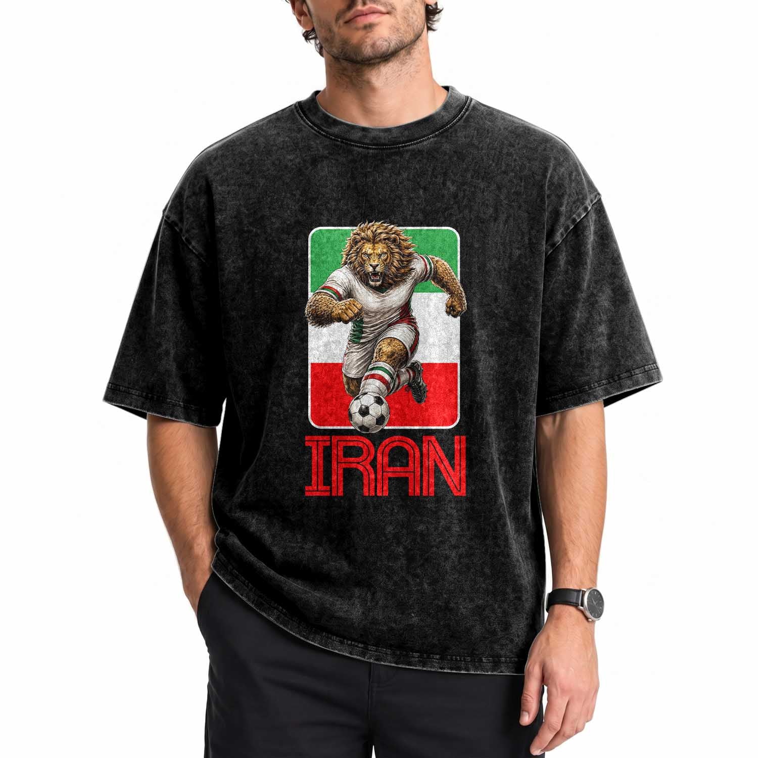Persian Lions Soccer Fan Washed Cotton T-Shirt Proud Iranian Heritage Gift