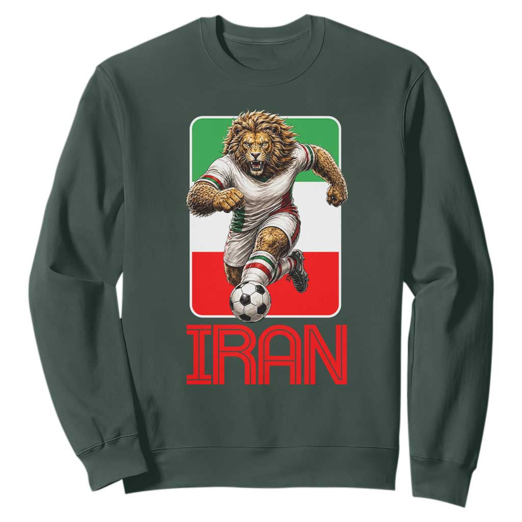 Persian Lions Soccer Fan Sweatshirt Proud Iranian Heritage Gift TS12 Dark Forest Green Print Your Wear