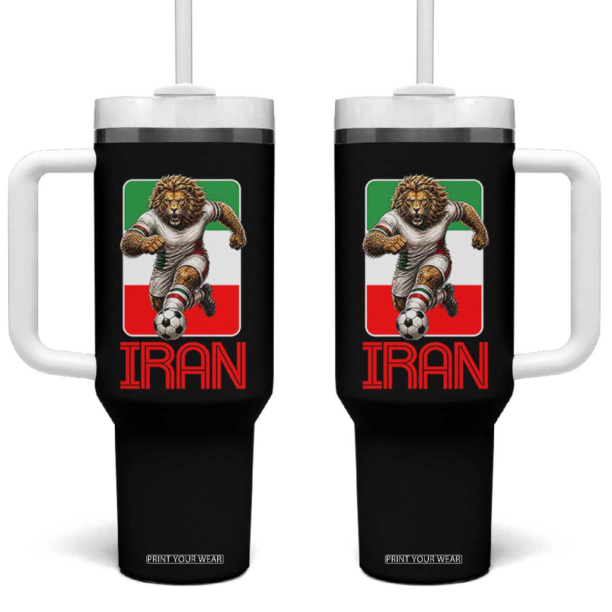 Persian Lions Soccer Fan Tumbler With Handle Proud Iranian Heritage Gift TS12 One Size: 40 oz Black Print Your Wear
