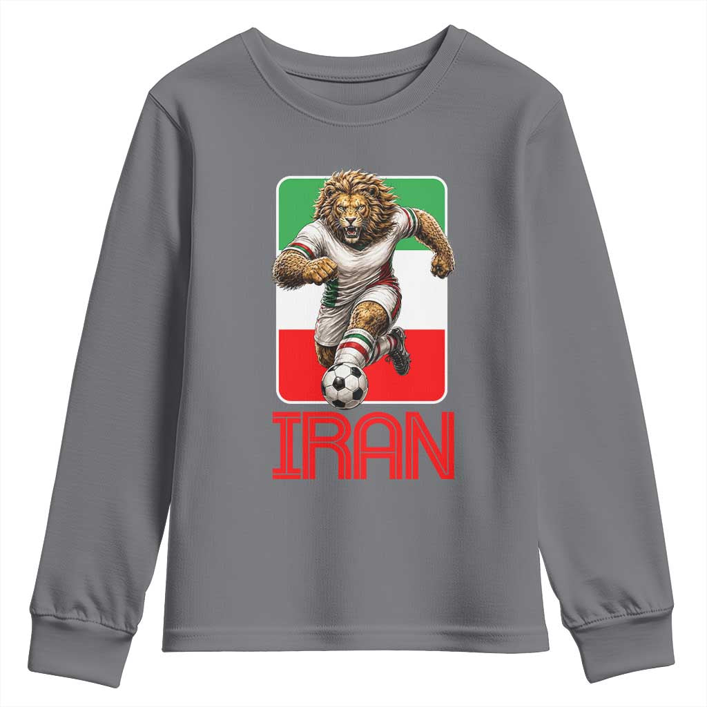 Persian Lions Soccer Fan Youth Sweatshirt Proud Iranian Heritage Gift TS12 Charcoal Print Your Wear