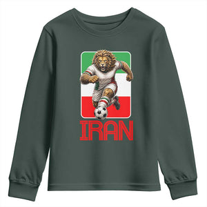 Persian Lions Soccer Fan Youth Sweatshirt Proud Iranian Heritage Gift TS12 Dark Forest Green Print Your Wear