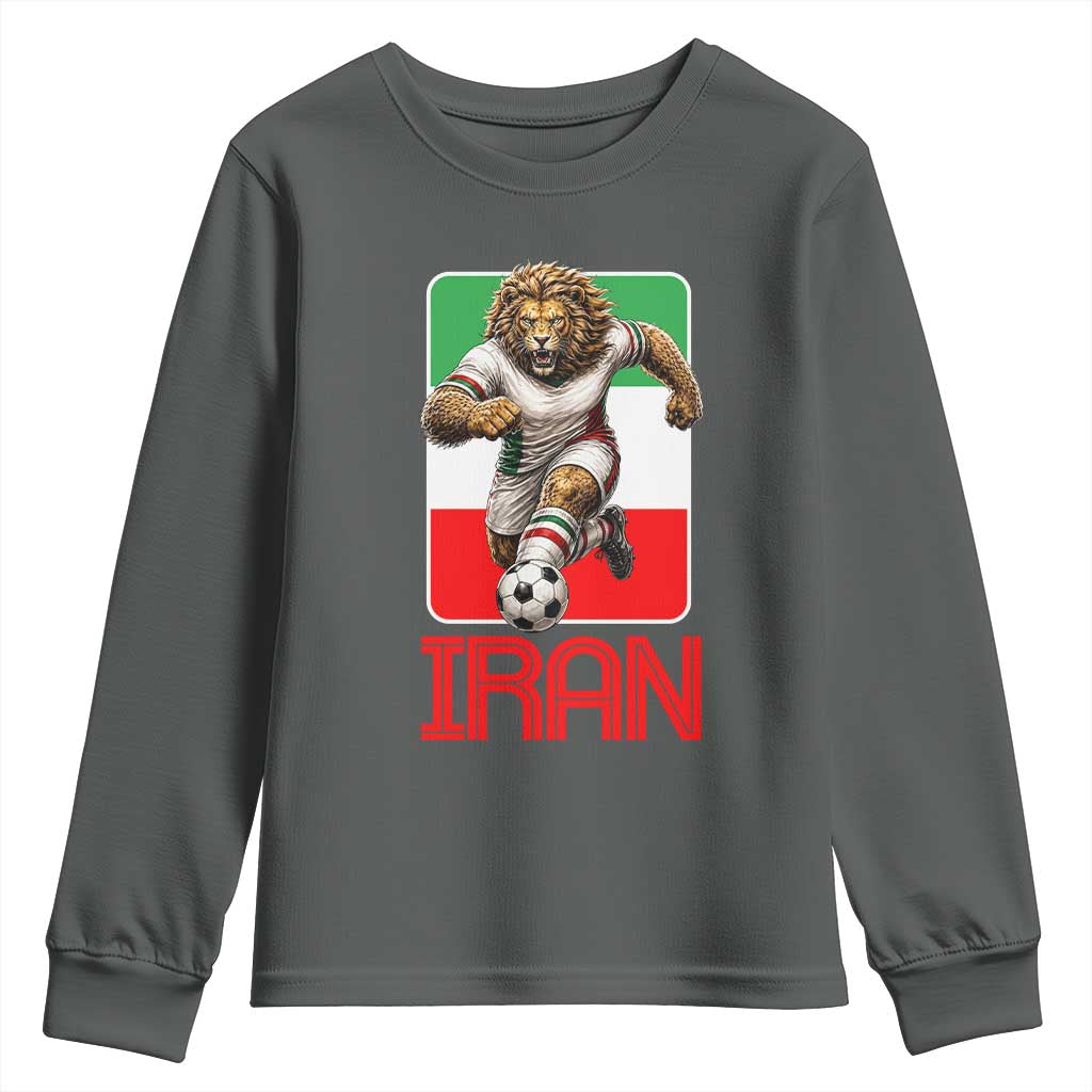 Persian Lions Soccer Fan Youth Sweatshirt Proud Iranian Heritage Gift TS12 Dark Heather Print Your Wear