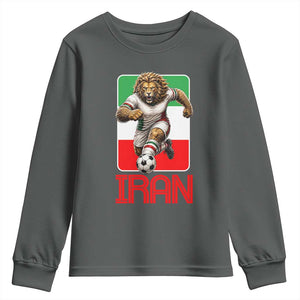 Persian Lions Soccer Fan Youth Sweatshirt Proud Iranian Heritage Gift TS12 Dark Heather Print Your Wear