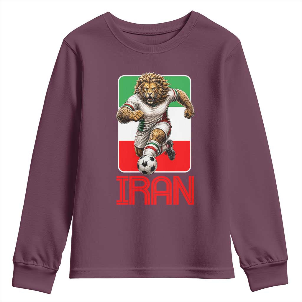 Persian Lions Soccer Fan Youth Sweatshirt Proud Iranian Heritage Gift TS12 Maroon Print Your Wear