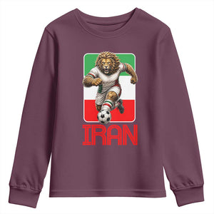 Persian Lions Soccer Fan Youth Sweatshirt Proud Iranian Heritage Gift TS12 Maroon Print Your Wear