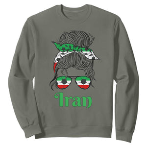 Persian Girl Power Soccer Fan Sweatshirt Team Iran Heritage Gift TS12 Military Green Print Your Wear