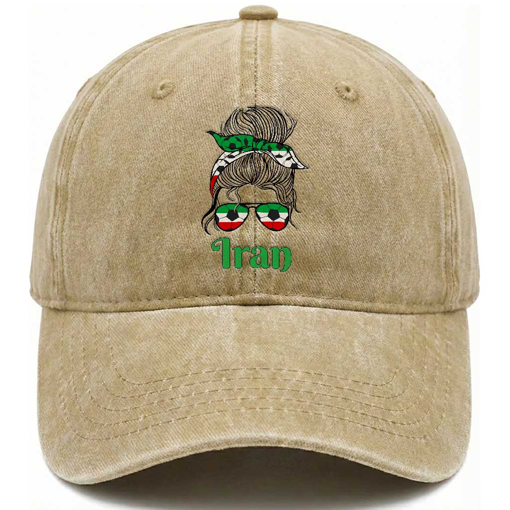 Persian Girl Power Soccer Fan Washed Cotton Baseball Cap Team Iran Heritage Gift TS12 Print Your Wear