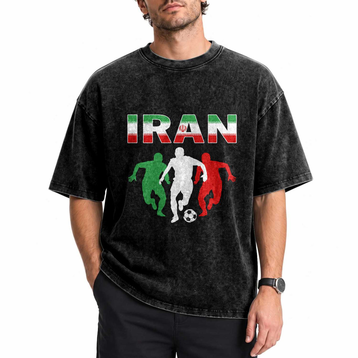 Supporting Iran Soccer Fan Washed Cotton T-Shirt Proud Persian Heritage Gift