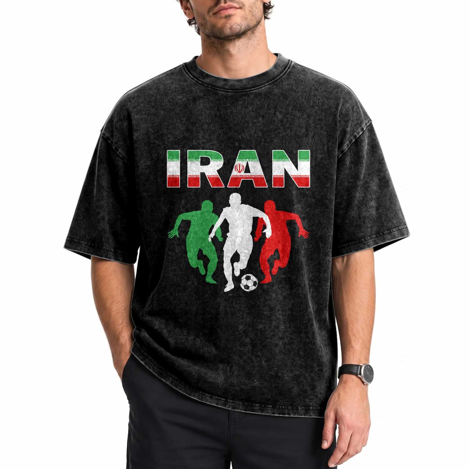 Supporting Iran Soccer Fan Washed Cotton T-Shirt Proud Persian Heritage Gift