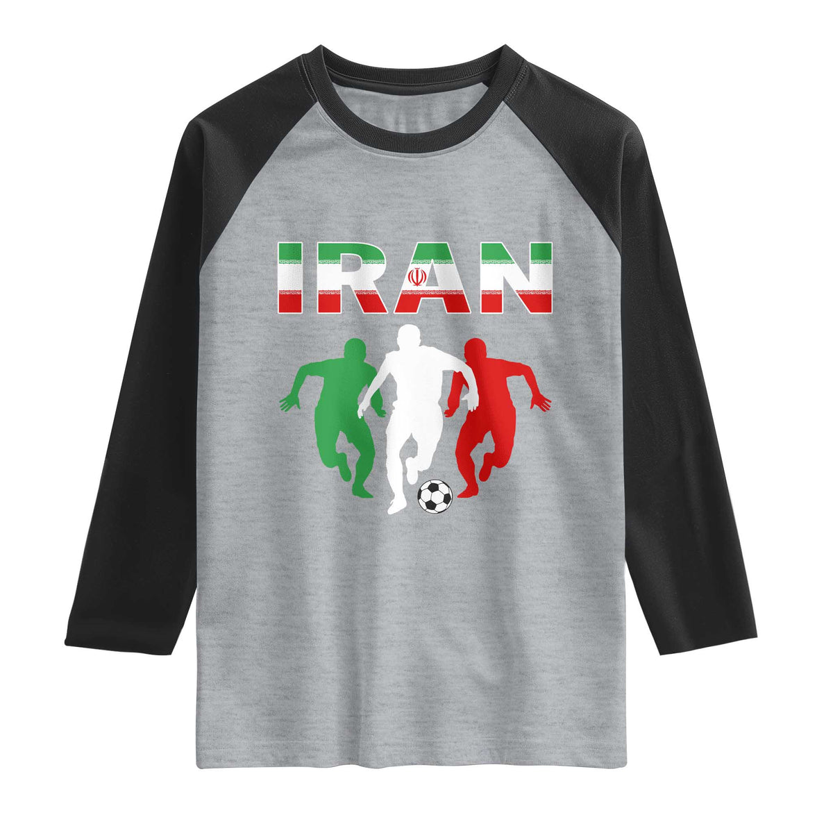 Supporting Iran Soccer Fan Raglan Shirt Proud Persian Heritage Gift TS12 Heather Gray Black Print Your Wear