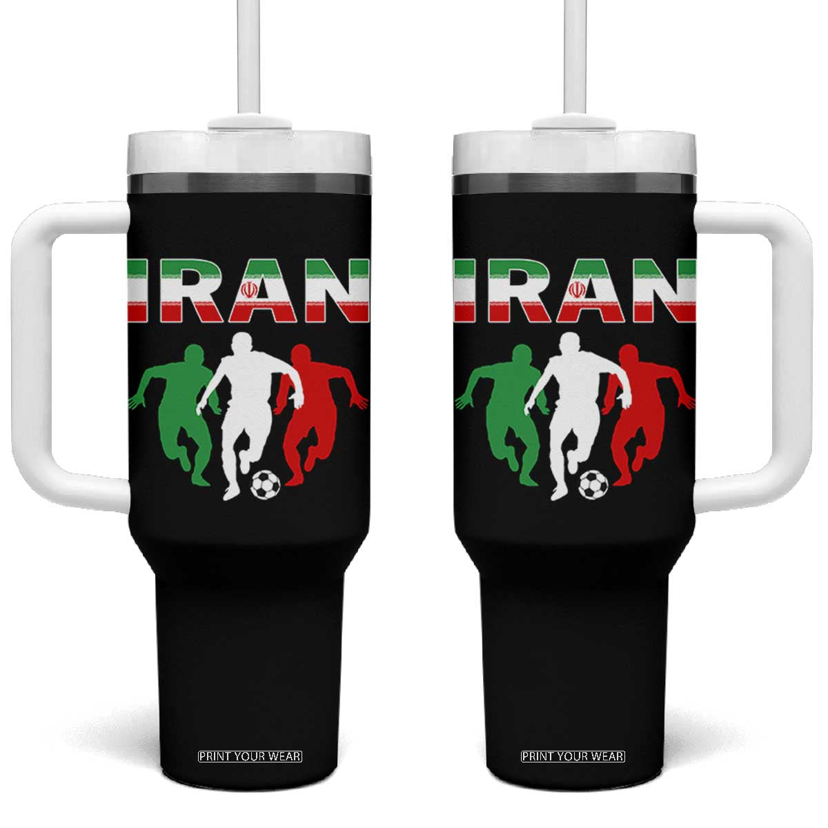 Supporting Iran Soccer Fan Tumbler With Handle Proud Persian Heritage Gift TS12 One Size: 40 oz Black Print Your Wear