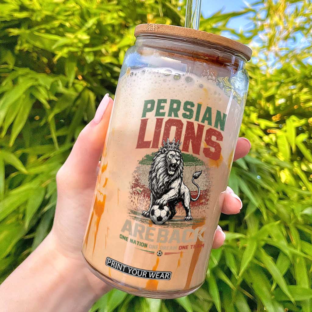 Proud Iran Soccer Fan Gift Glass Can Persian Lions Are Back TS12 Black Print Your Wear