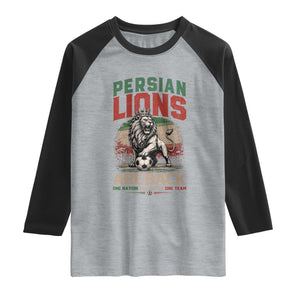 Proud Iran Soccer Fan Gift Raglan Shirt Persian Lions Are Back TS12 Heather Gray Black Print Your Wear