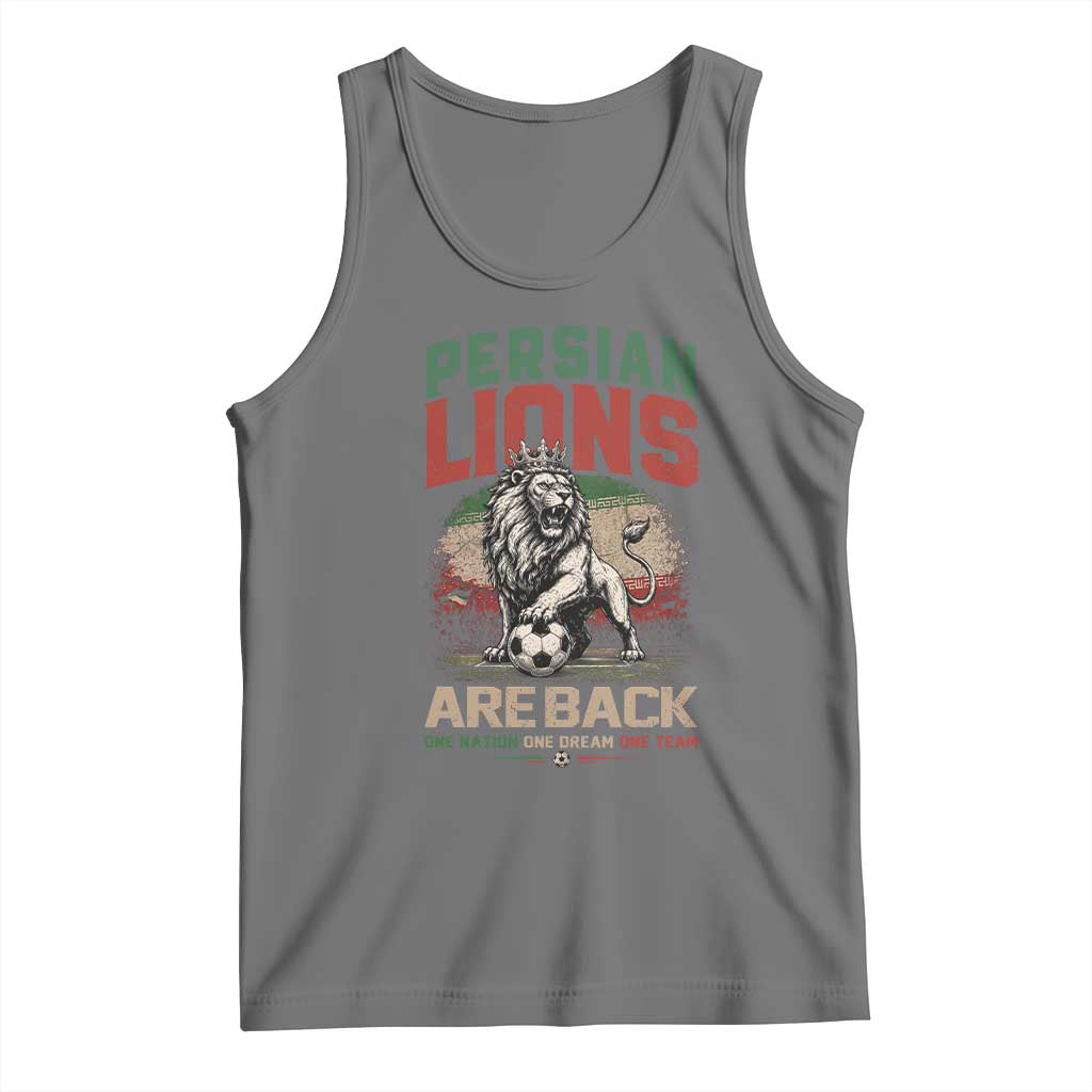Proud Iran Soccer Fan Gift Tank Top Persian Lions Are Back TS12 Black Heather Print Your Wear