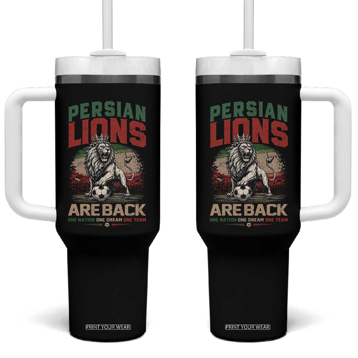 Proud Iran Soccer Fan Gift Tumbler With Handle Persian Lions Are Back TS12 One Size: 40 oz Black Print Your Wear