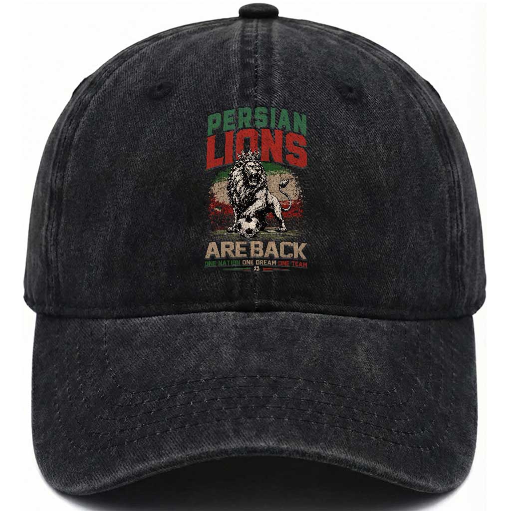 Proud Iran Soccer Fan Gift Washed Cotton Baseball Cap Persian Lions Are Back TS12 Print Your Wear