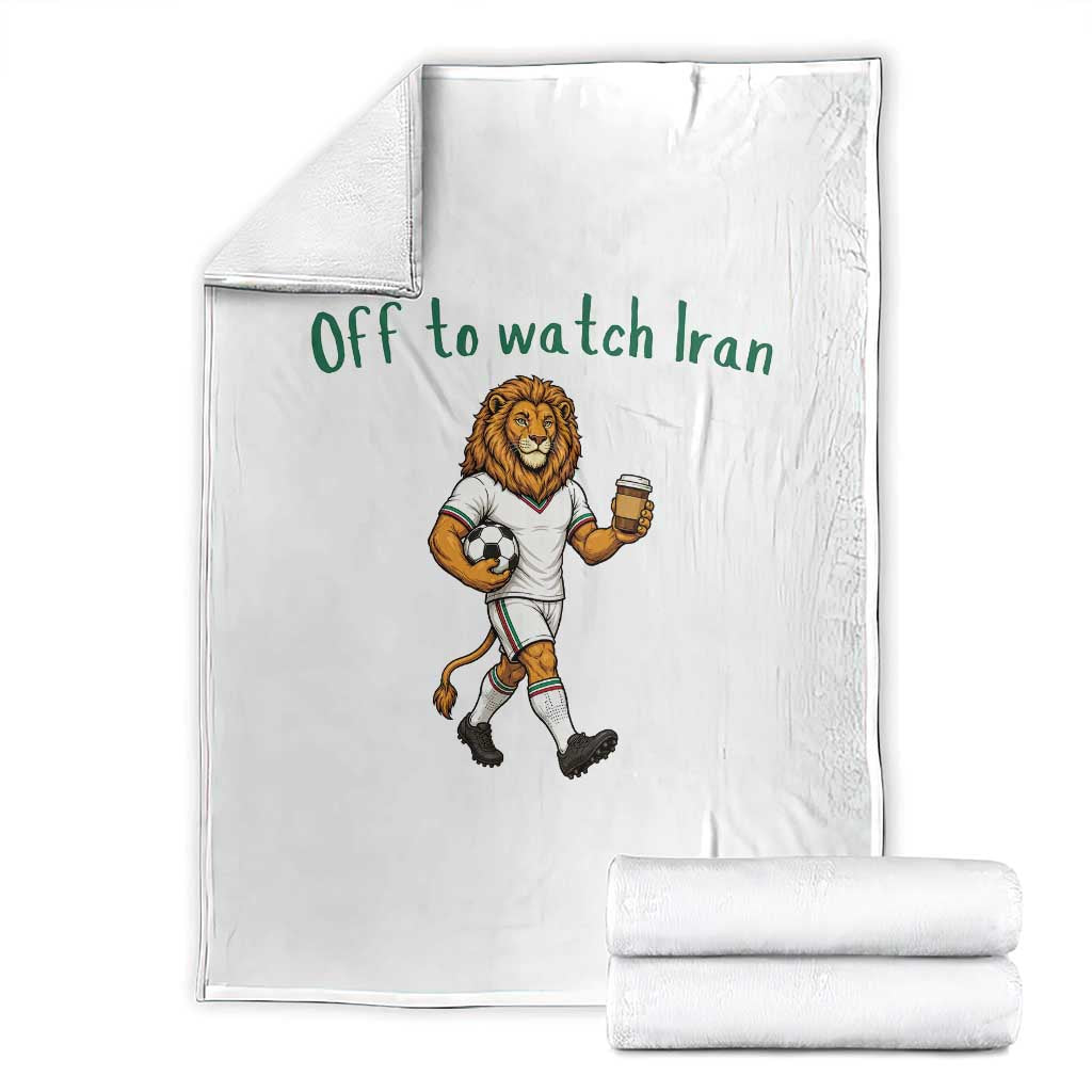 Funny Persian Lion Soccer Fan Gift Throw Blanket Off To Watch Iran TS12 White Print Your Wear