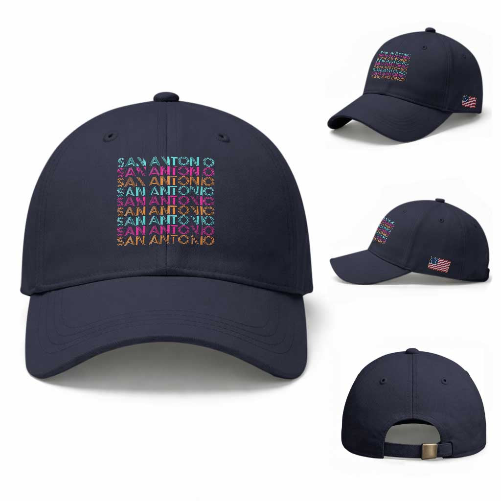 Vintage San Antonio Hoops Pride Baseball Cap Retro Basketball Fan TS12 Baseball Cap Universal Fit Navy Print Your Wear