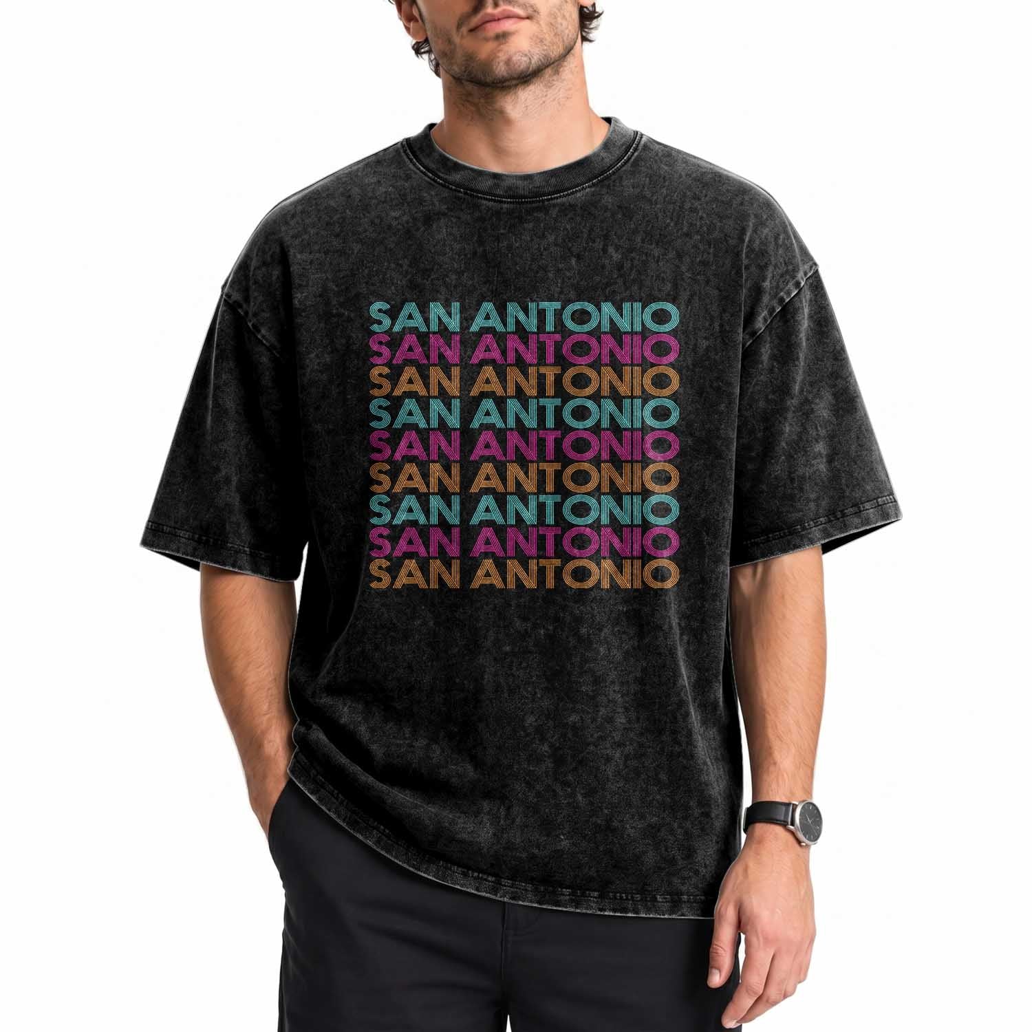 Vintage San Antonio Hoops Pride Washed Cotton T-Shirt Retro Basketball Fan