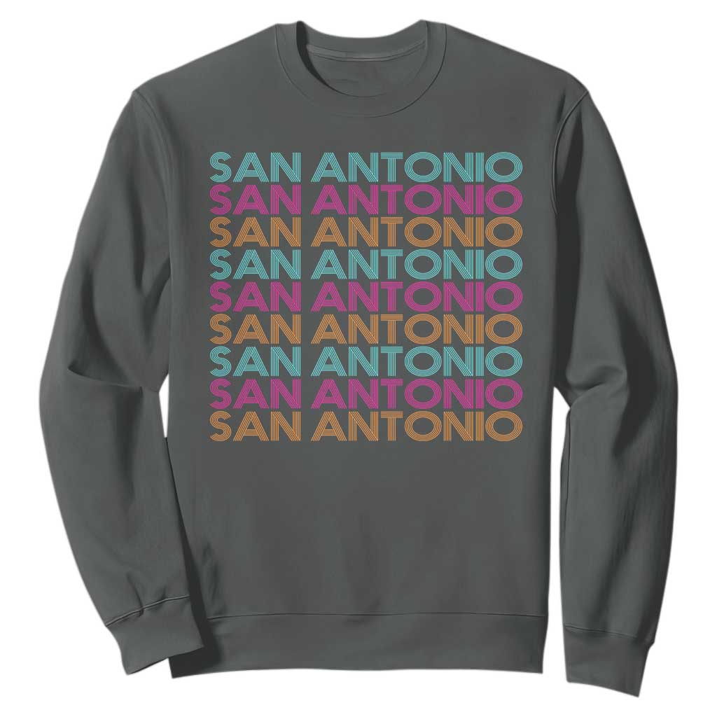 Vintage San Antonio Hoops Pride Sweatshirt Retro Basketball Fan TS12 Dark Heather Print Your Wear