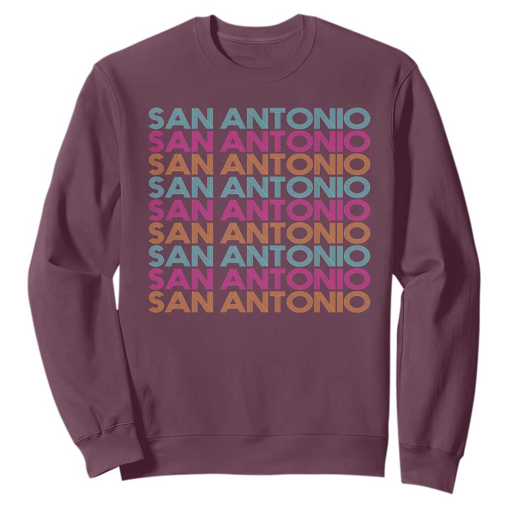 Vintage San Antonio Hoops Pride Sweatshirt Retro Basketball Fan TS12 Maroon Print Your Wear