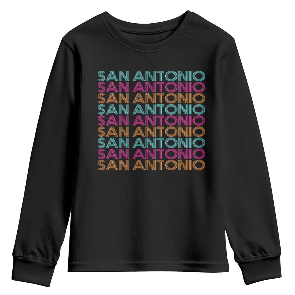 Vintage San Antonio Hoops Pride Youth Sweatshirt Retro Basketball Fan TS12 Black Print Your Wear