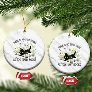 There Is No Such Thing As Too Many Books Ceramic Ornament Cute Kitty Reading Book TS12 1pc White Marble Print Your Wear