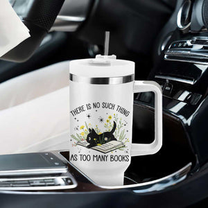 There Is No Such Thing As Too Many Books Tumbler With Handle Cute Kitty Reading Book TS12 Print Your Wear