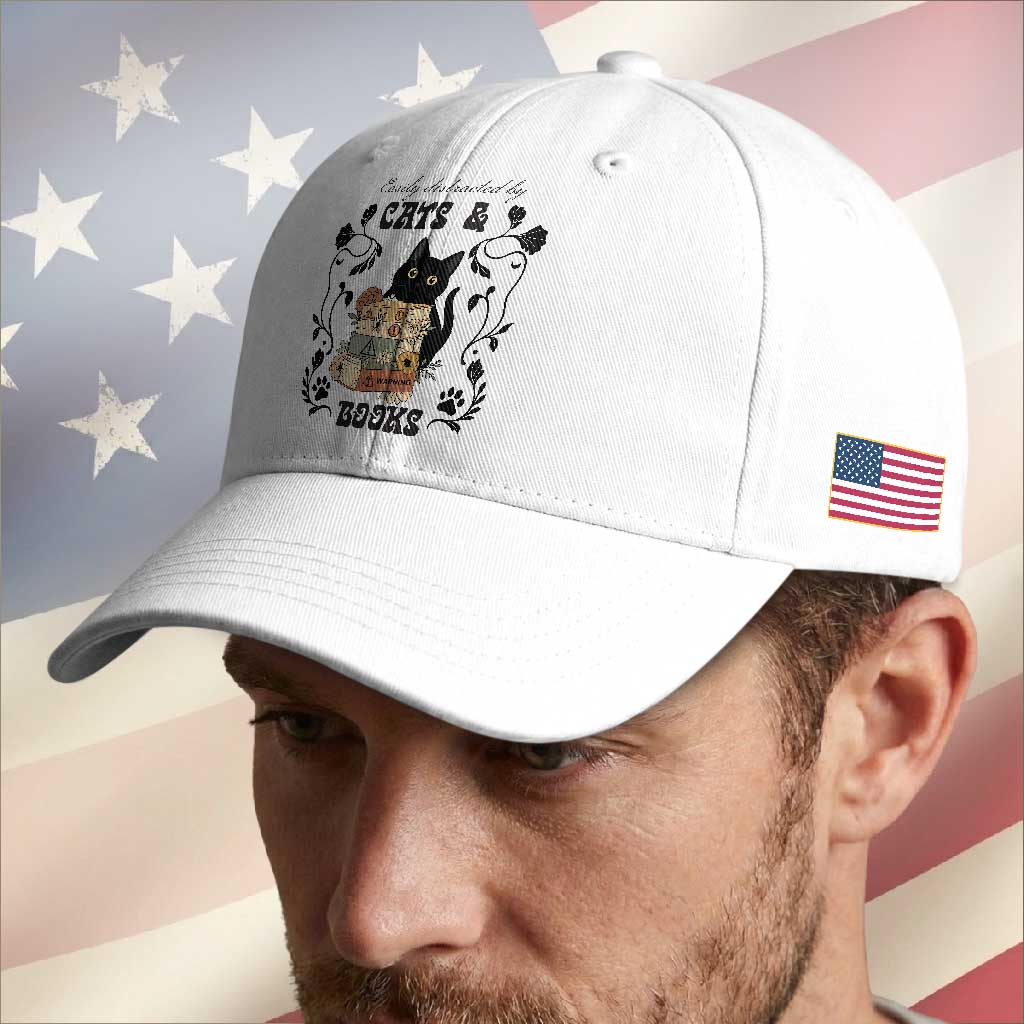 Easily Distracted By Cats And Books Baseball Cap Funny Book Kitty Lover TS12 Print Your Wear