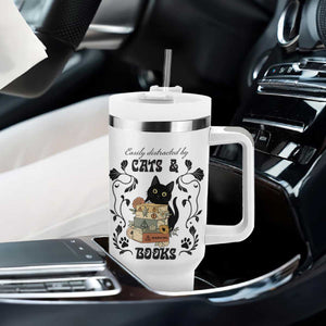 Easily Distracted By Cats And Books Tumbler With Handle Funny Book Kitty Lover TS12 Print Your Wear